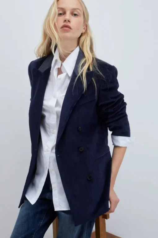 Blazer Doppiopetto In Velluto