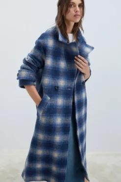Cappotto Doppiopetto In Lana Check