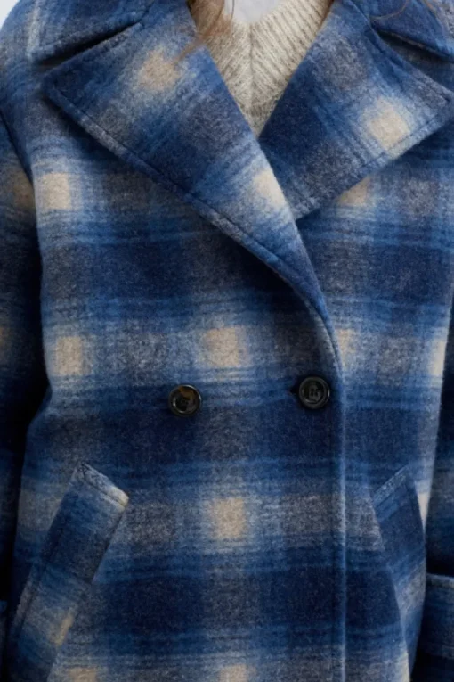 Cappotto Doppiopetto In Lana Check