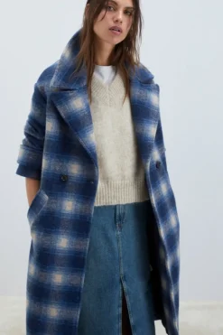 Cappotto Doppiopetto In Lana Check