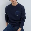 Felpa Pocket Girocollo Brushed