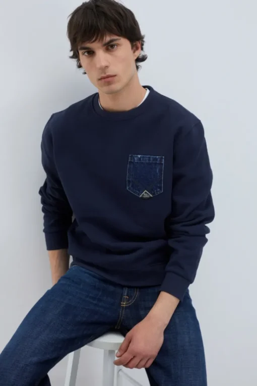 Felpa Pocket Girocollo Brushed