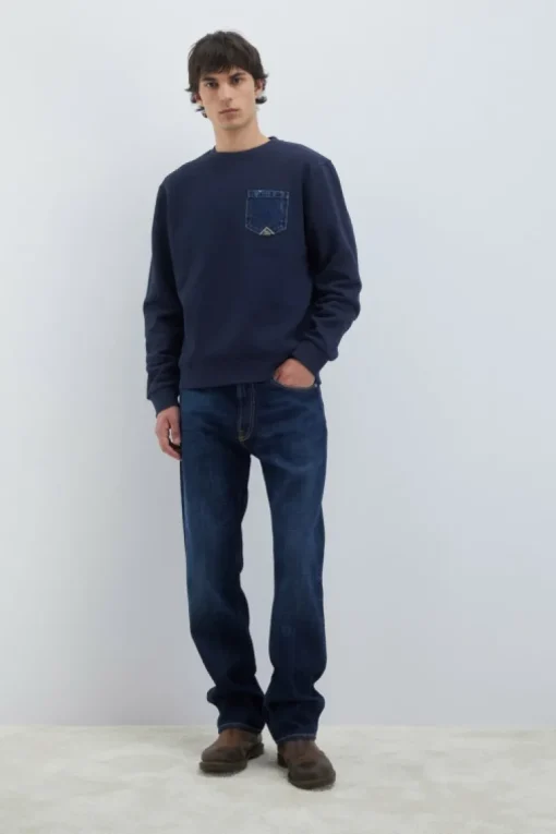 Felpa Pocket Girocollo Brushed