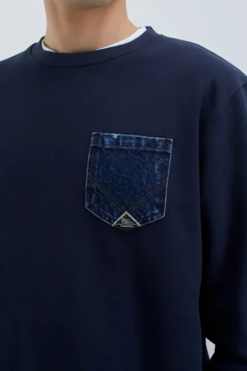 Felpa Pocket Girocollo Brushed