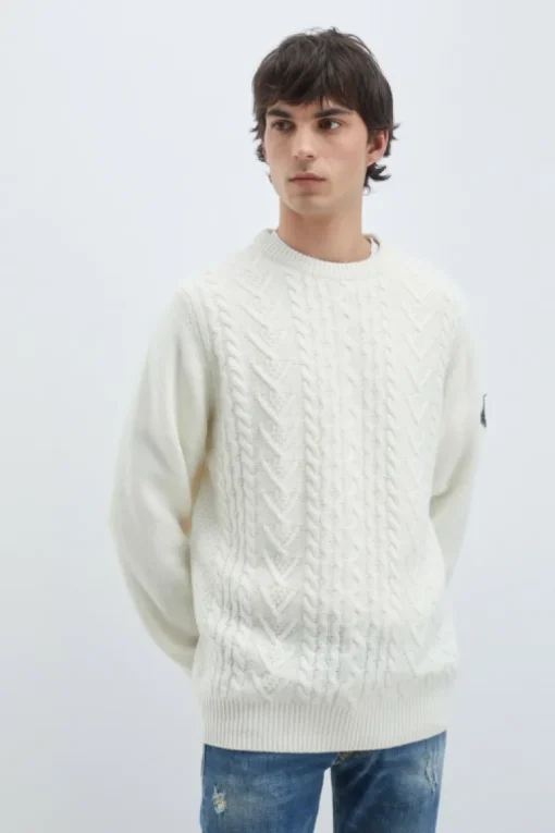 Maglia Girocollo In Lana E Cashmere Fisherman