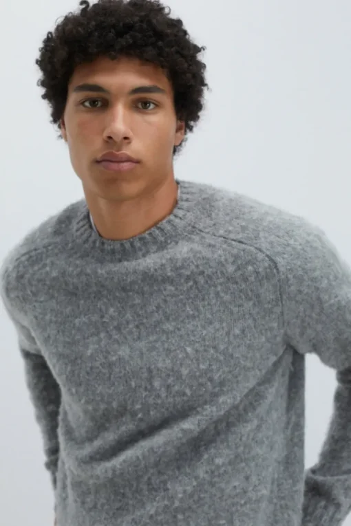 Maglia Girocollo In Lana Shetland Brushed