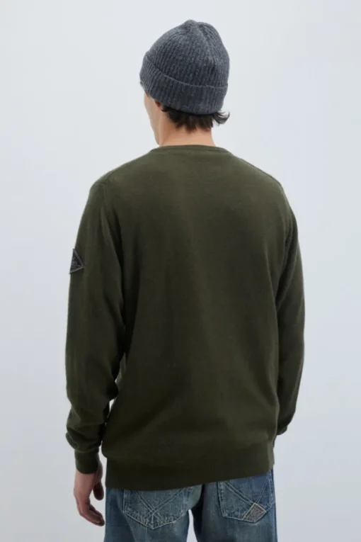 Maglia Girocollo Punto Stuoia In Lana E Cashmere