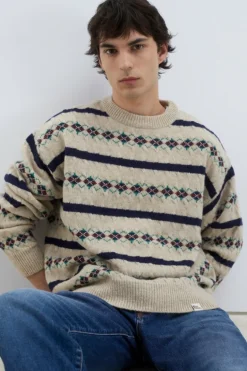 Maglia Girocollo Vintage In Lana Shetland